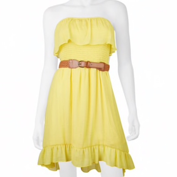 Iz Byer Dresses Juniors Strapless Yellow Dress Poshmark